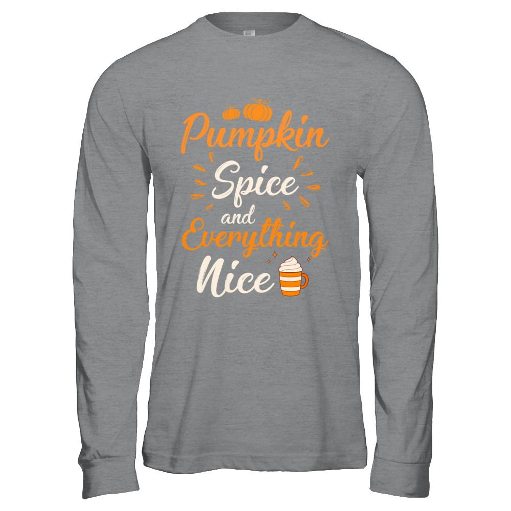 Pumpkin Spice Everything Nice Halloween Costume-T-Shirt & Hoodie-Long Sleeve T-Shirt-Sport Grey