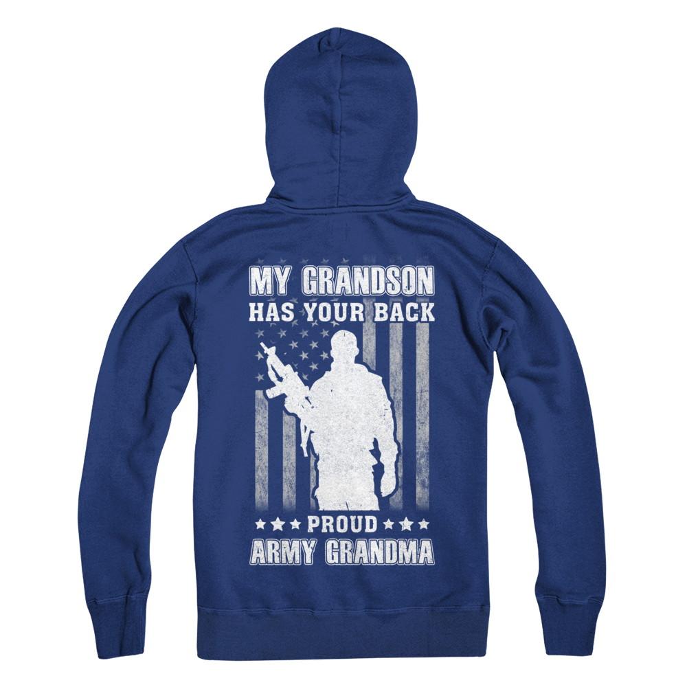 My Grandson Has Your Back Proud Proud Army Grandma-T-Shirt & Hoodie-Pullover Hoodie-Deep Royal
