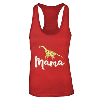 Sunflower Mama Saurus Dinosaur Mothers Day Gift-T-Shirt & Tank Top-Women's Ideal Racerback Tank-Red