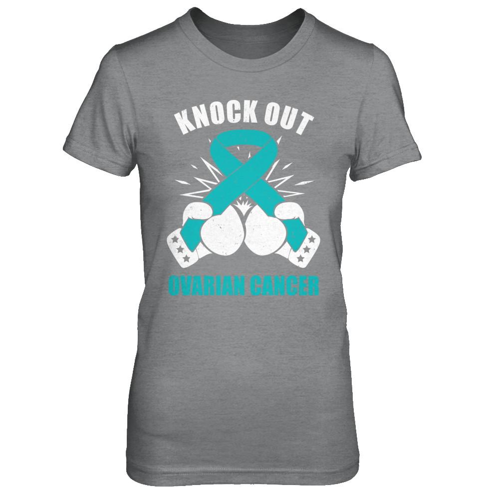Boxing knock out Ovarian Cancer Awareness Support-T-Shirt & Hoodie-Women's T-Shirt-Sport Grey