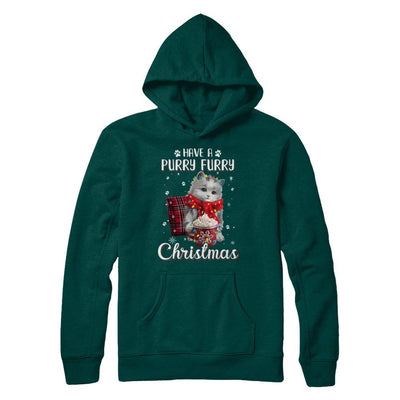 Have A Purry Furry Christmas Funny Holiday Xmas Cat-T-Shirt & Sweatshirt-Pullover Hoodie-Deep Forest