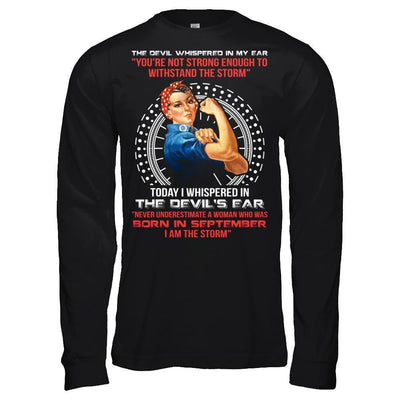 I Whispered Devil Ear Woman Who Was Born In September-T-Shirt & Hoodie-Long Sleeve T-Shirt-Black