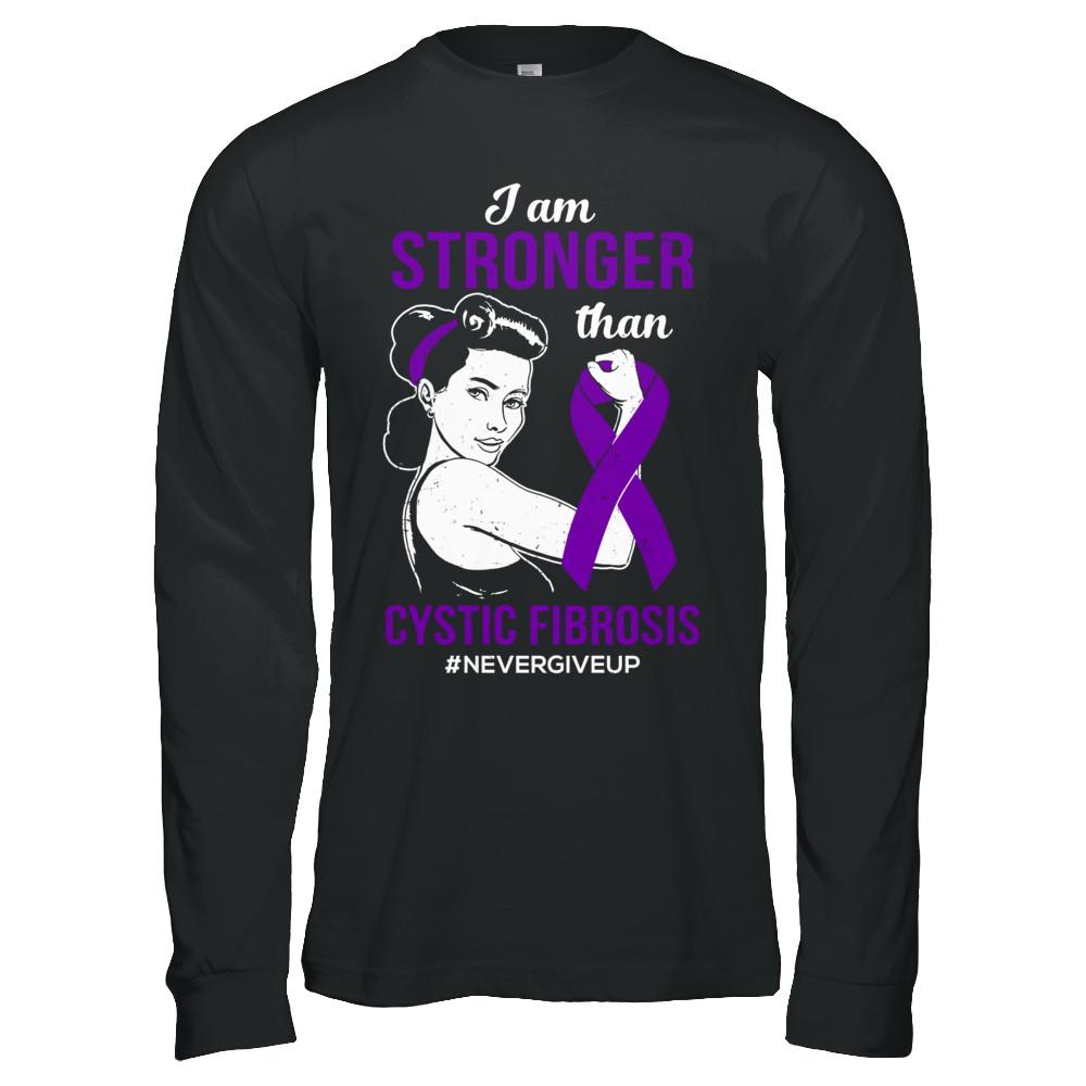 I Am Stronger Than Cystic Fibrosis Awareness Support-T-Shirt & Hoodie-Long Sleeve T-Shirt-Black