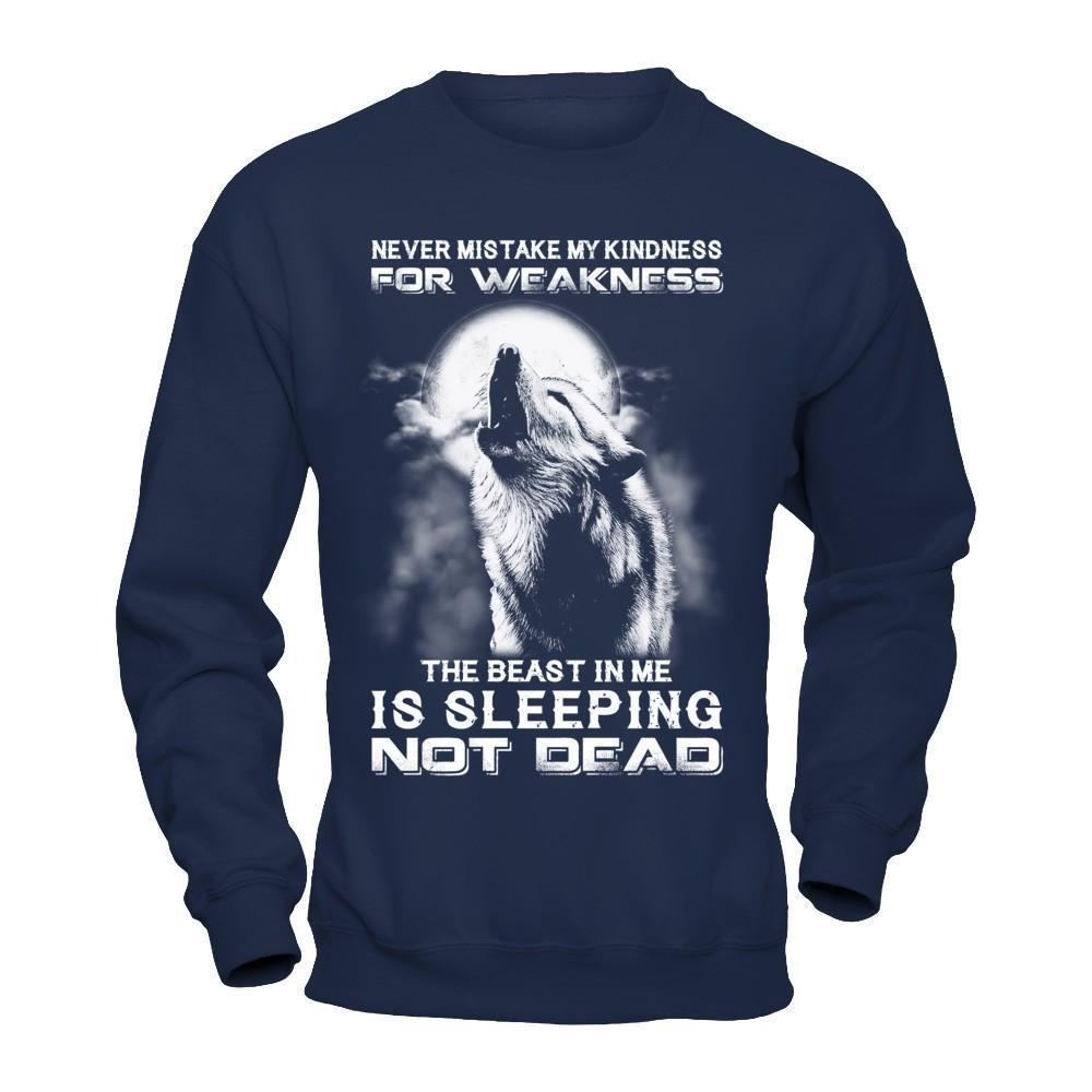 The Wolves The Beast In Me Is Sleeping Not Dead-T-Shirt & Hoodie-Crewneck Sweatshirt-Navy