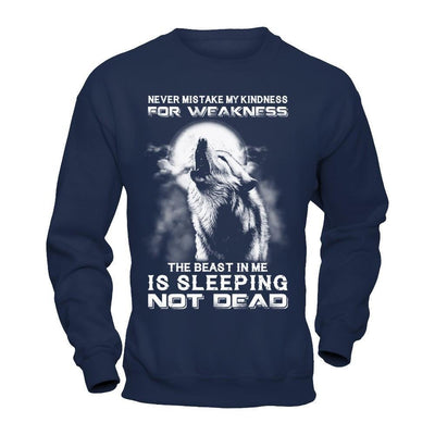 The Wolves The Beast In Me Is Sleeping Not Dead-T-Shirt & Hoodie-Crewneck Sweatshirt-Navy