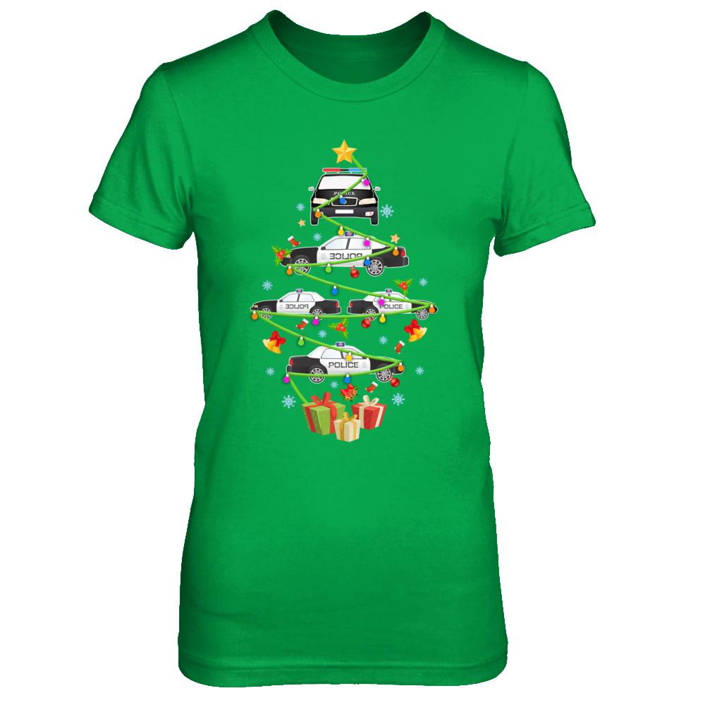 Police Officer Car Christmas Tree Ornament Decor Gift-T-Shirt & Sweatshirt-Women's T-Shirt-Irish Green