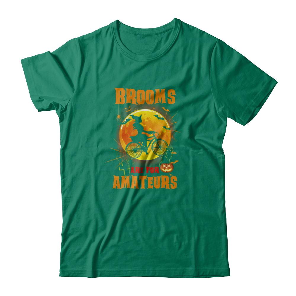 Brooms Are For Amateurs Funny Halloween Bicycle-T-Shirt & Tank Top-Classic T-Shirt-Kelly Green