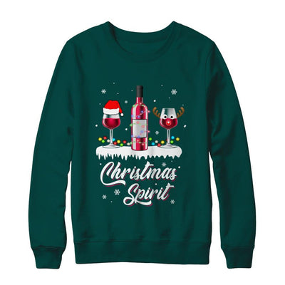 Christmas Spirits Santa Hat Wine Funny Christmas Gifts-T-Shirt & Sweatshirt-Crewneck Sweatshirt-Deep Forest
