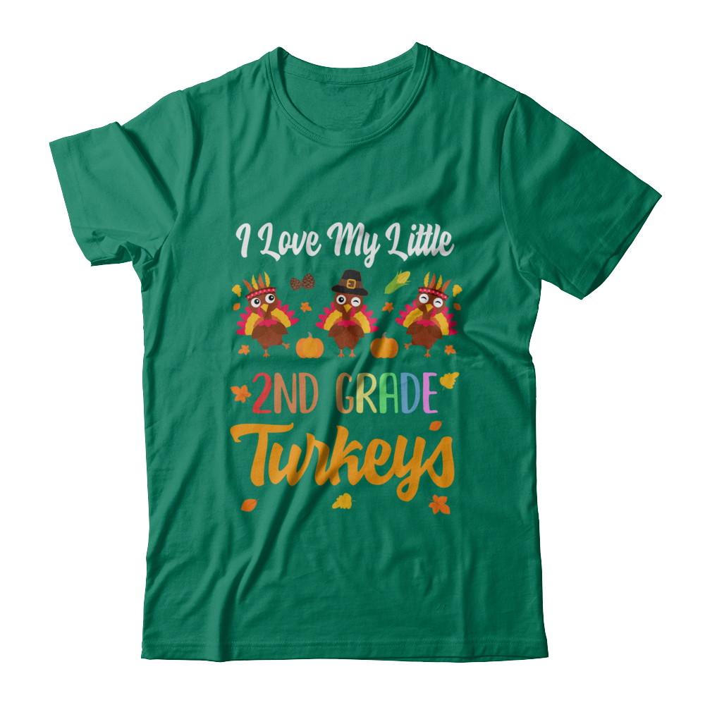 Thankful I Love My Little Second Grade Turkeys-T-Shirt & Sweatshirt-Classic T-Shirt-Kelly Green