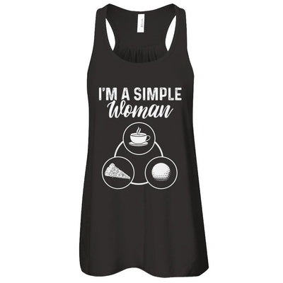 I'm A Simple Woman Coffee Pizza Golf-T-Shirt & Tank Top-Women's Flowy Racerback Tank-Black