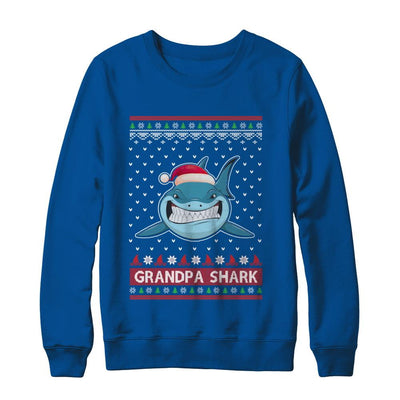 Santa Hat Grandpa Shark Ugly Christmas Sweater-T-Shirt & Sweatshirt-Crewneck Sweatshirt-Deep Royal