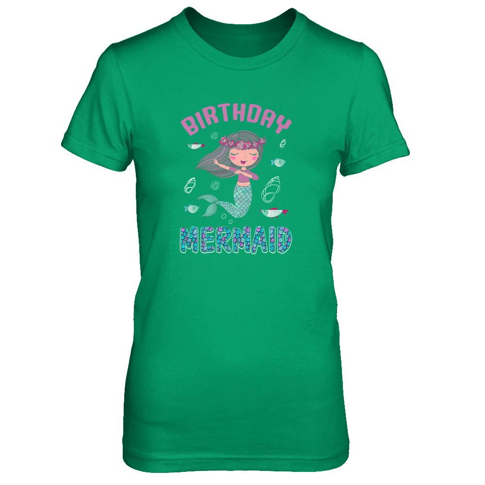 Birthday Mermaid Party Dabbing-T-Shirt & Tank Top-Women's T-Shirt-Irish Green