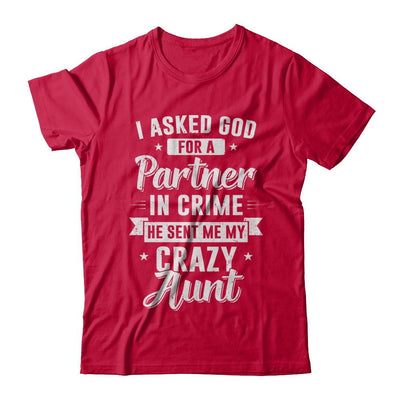 I Asked God For A Partner In Crime He Sent Me Crazy Aunt-T-Shirt & Hoodie-Classic T-Shirt-Red