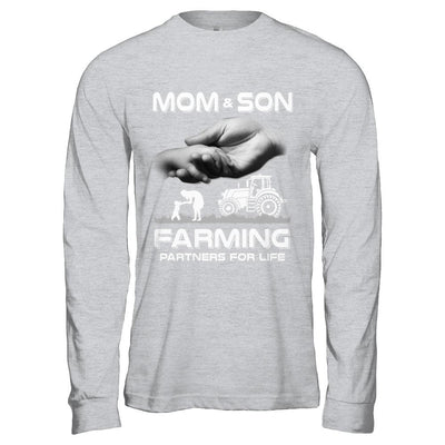 Farmer Mom And Son Farming Partners For Life Mothers Day-T-Shirt & Hoodie-Long Sleeve T-Shirt-Sport Grey