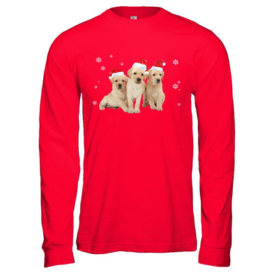Funny Yellow Labrador Puppies Christmas Dog Gift-T-Shirt & Hoodie-Long Sleeve T-Shirt-Red