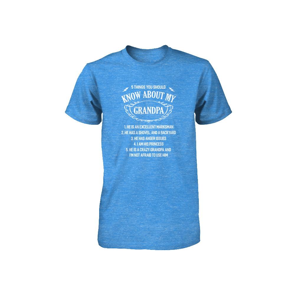 5 Things You Should Know About My Grandpa Youth-Youth Shirt-Youth T-Shirt-True Royal Triblend