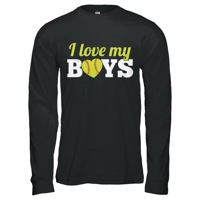 Love My Boys Mom And Dad Softball-T-Shirt & Hoodie-Long Sleeve T-Shirt-Black