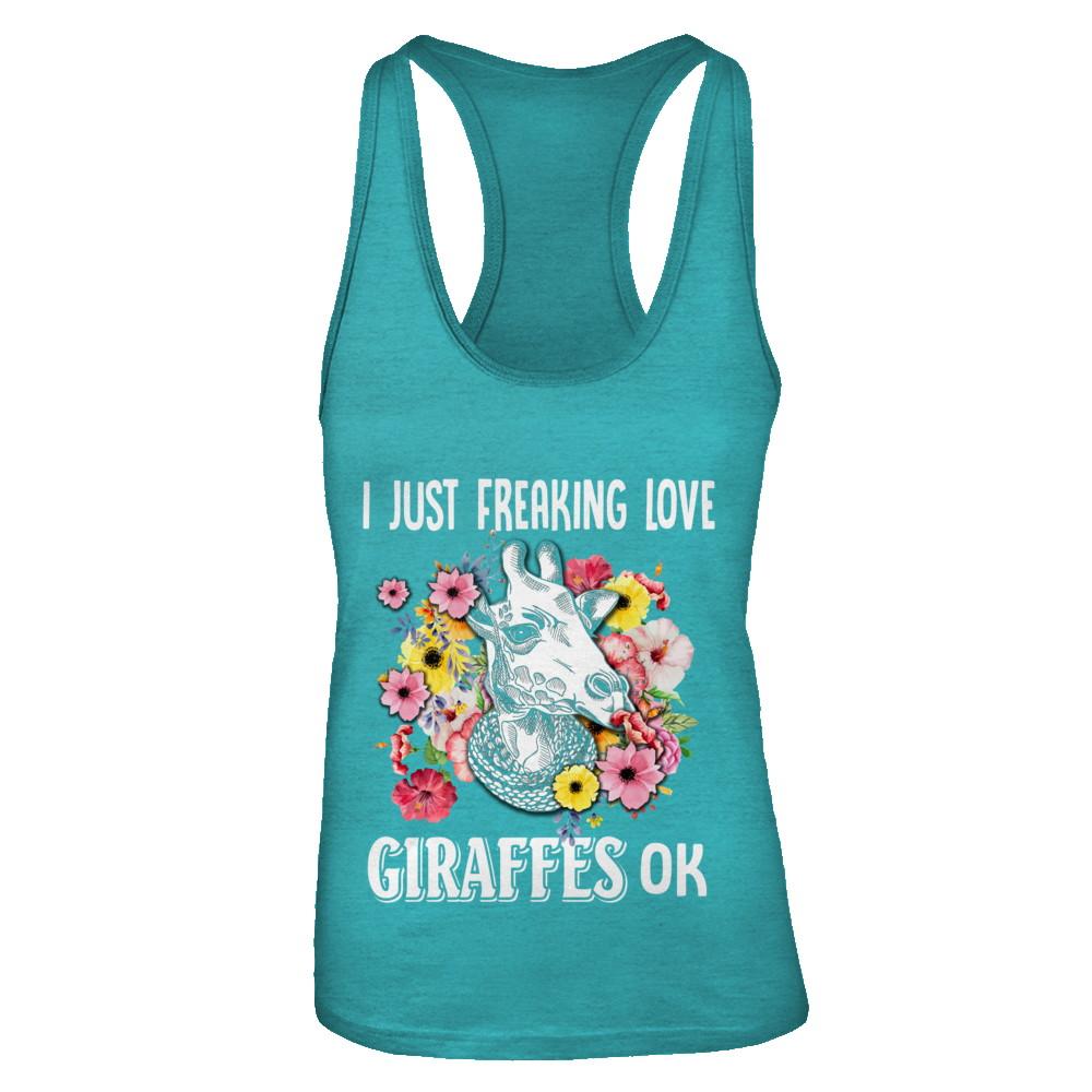 I Just Freaking Love Giraffes-T-Shirt & Tank Top-Women's Ideal Racerback Tank-Tahiti Blue