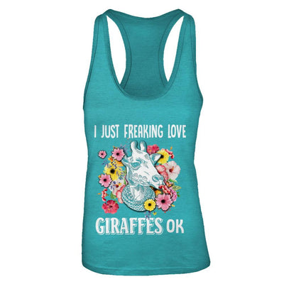 I Just Freaking Love Giraffes-T-Shirt & Tank Top-Women's Ideal Racerback Tank-Tahiti Blue