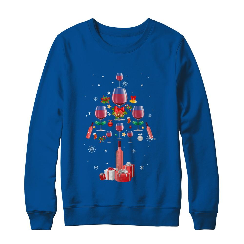 Drink Wine Christmas Tree Wine Xmas Gifts-T-Shirt & Sweatshirt-Crewneck Sweatshirt-Deep Royal