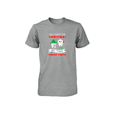 All I Want For Christmas Is My Two Front Teeth Funny Youth-Youth Shirt-Toddler T-Shirt-Heather