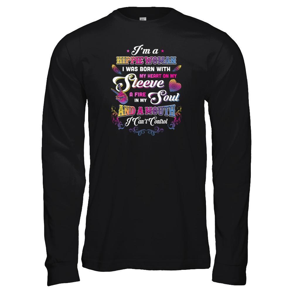 I'm A Hippie Woman I Was Born With My Heart-T-Shirt & Tank Top-Long Sleeve T-Shirt-Black