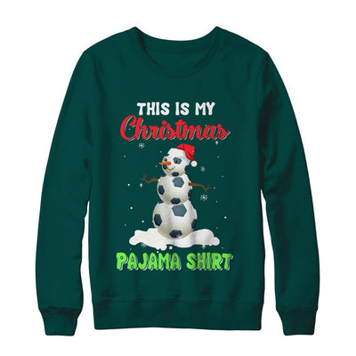 This Is My Christmas Pajama Xmas Snowman Soccer-T-Shirt & Sweatshirt-Crewneck Sweatshirt-Deep Forest
