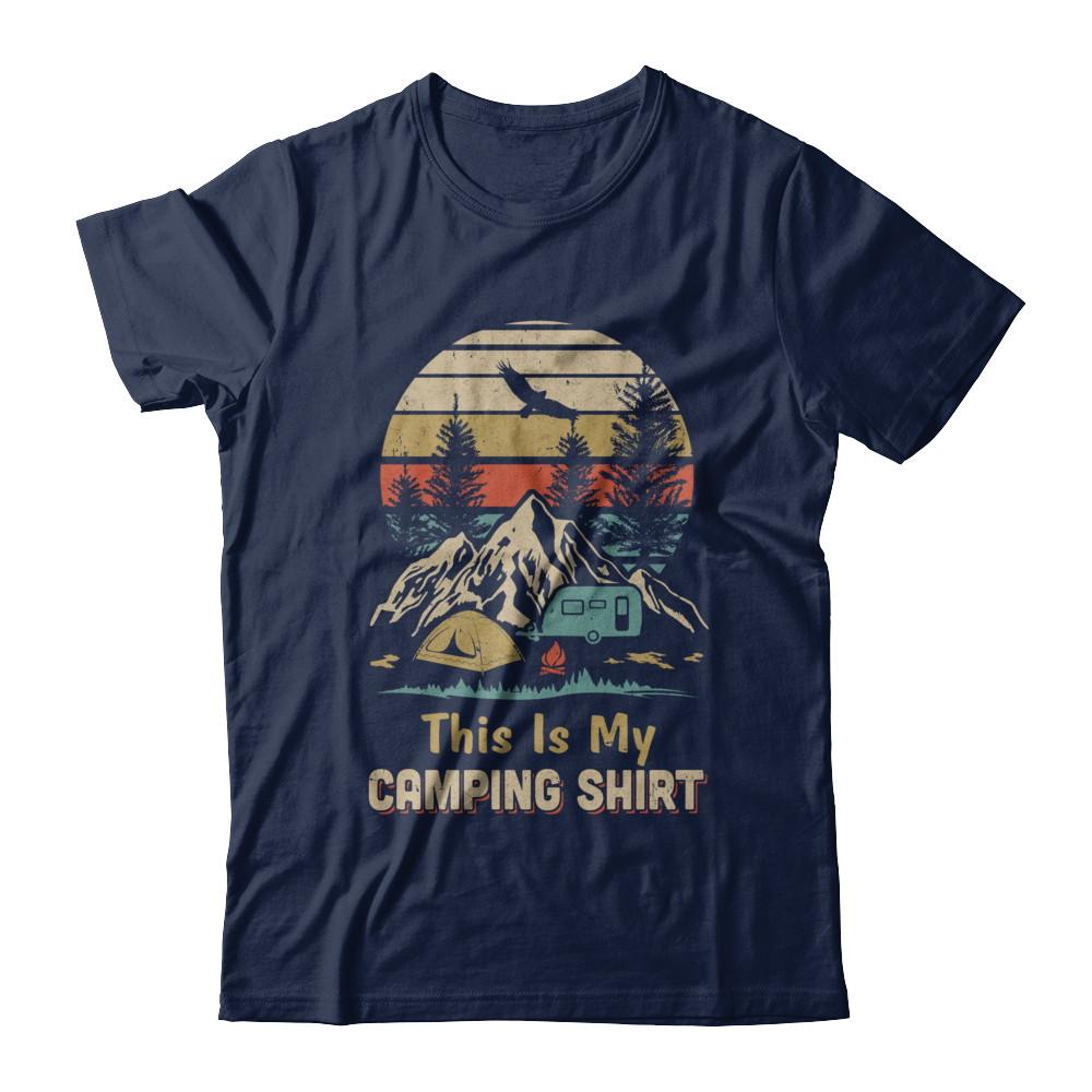 Vintage Papa Grandma Dad Mom This Is My Camping-T-Shirt & Hoodie-Classic T-Shirt-Navy