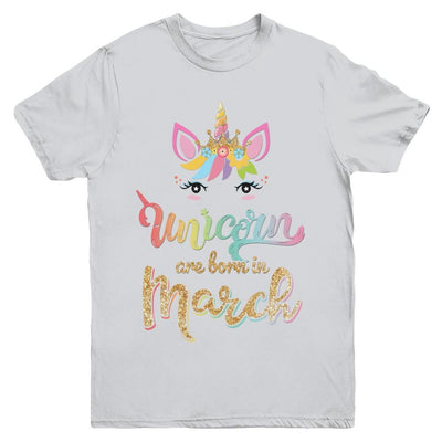 Cute Unicorns Are Born In March Birthday Gift Youth-Youth Shirt-Youth T-Shirt-Sport Grey