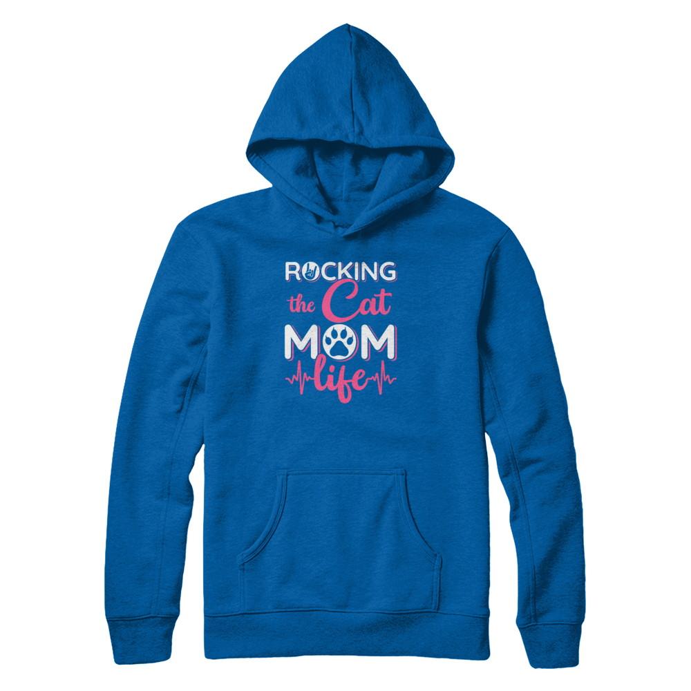 Rocking The Cat Mom Life-T-Shirt & Tank Top-Pullover Hoodie-Royal