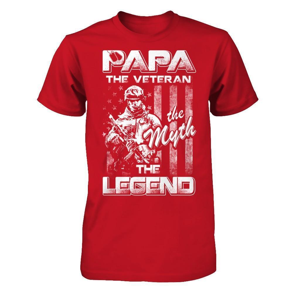 Papa The Veteran The Myth The Legend-T-Shirt & Hoodie-Classic T-Shirt-Red