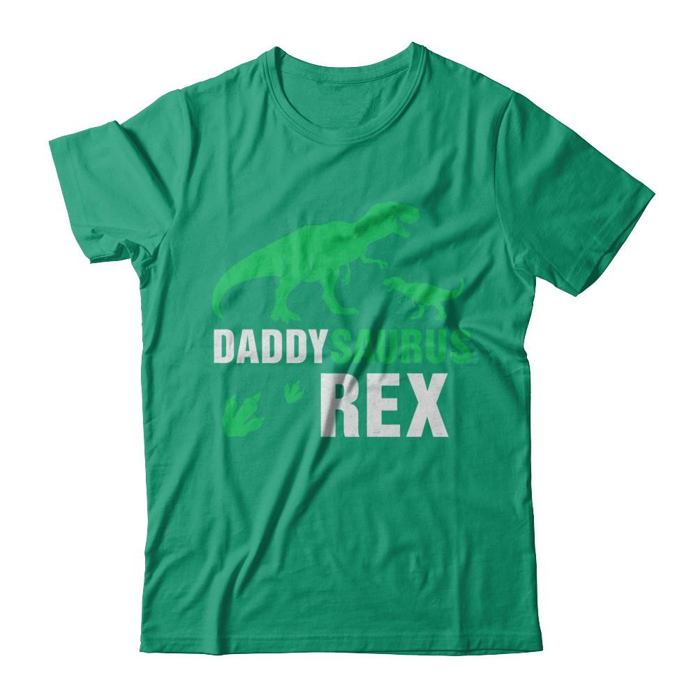 Funny Fathers Day Gift Daddysaurus Dinosaur Rex-T-Shirt & Hoodie-Classic T-Shirt-Kelly Green