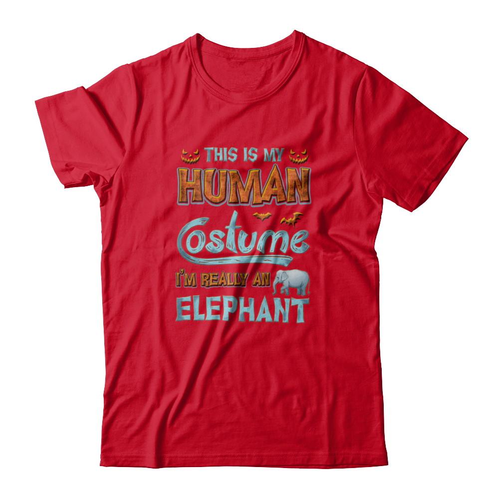 Elephant Halloween My Human Costume I'm Really An Elephant-T-Shirt & Tank Top-Premium T-Shirt-Red
