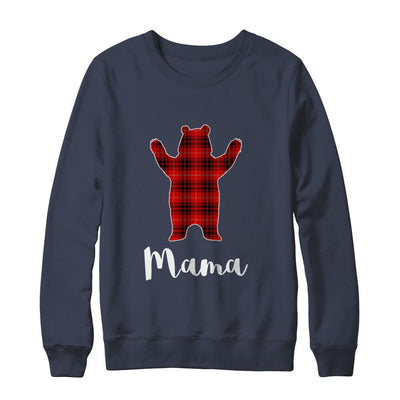 Red Mama Bear Buffalo Plaid Family Christmas Pajamas-T-Shirt & Sweatshirt-Crewneck Sweatshirt-Navy