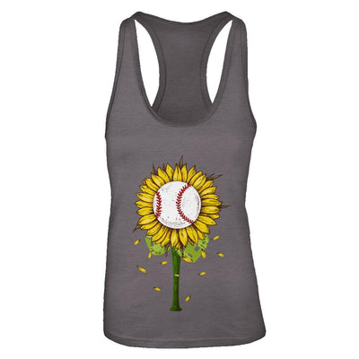 Sunflower Baseball Mom Daughter Lover Gift-T-Shirt & Tank Top-Women's Ideal Racerback Tank-Dark Grey