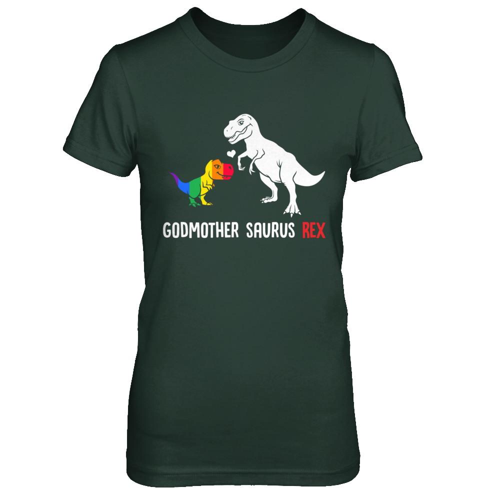 Godmother Saurus T-Rex Dinosaur Gift LGBT Support-T-Shirt & Hoodie-Women's T-Shirt-Forest Green