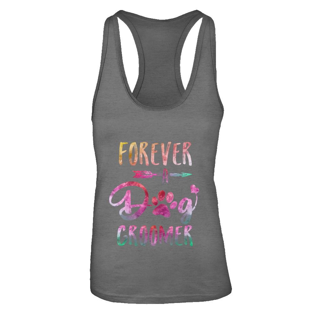 Dog Paw Hairstylist Forever A Dog Groomer For Women-T-Shirt & Tank Top-Women's Ideal Racerback Tank-Dark Grey