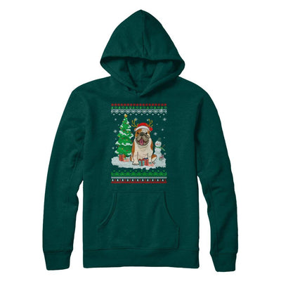 Cute Reindeer Bulldog Christmas Puppie Dog Sweater-T-Shirt & Sweatshirt-Pullover Hoodie-Deep Forest
