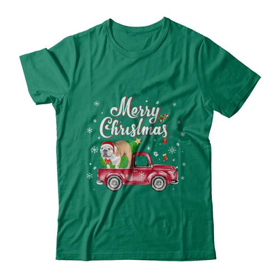 Bulldog Retriever Rides Red Truck Christmas Pajama-T-Shirt & Sweatshirt-Classic T-Shirt-Kelly Green