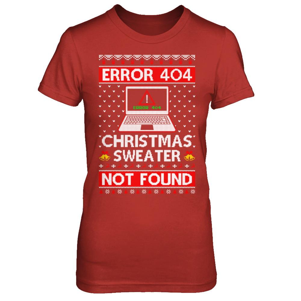 Error 404 Ugly Christmas Sweater Not Foud Computer-T-Shirt & Sweatshirt-Women's T-Shirt-Red