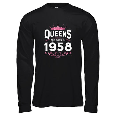 Queens Are Born In 1958 Birthday Gift-T-Shirt & Tank Top-Long Sleeve T-Shirt-Black