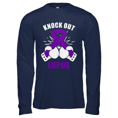 Boxing knock out Lupus Awareness Support-T-Shirt & Hoodie-Long Sleeve T-Shirt-Navy