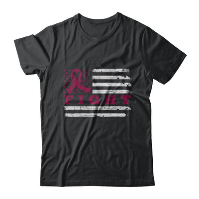 Fight Burgundy Ribbon US Flag Multiple Myeloma Awareness-T-Shirt & Hoodie-Classic T-Shirt-Black