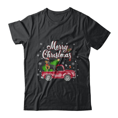 Rottweiler Retriever Rides Red Truck Christmas Pajama-T-Shirt & Sweatshirt-Classic T-Shirt-Black