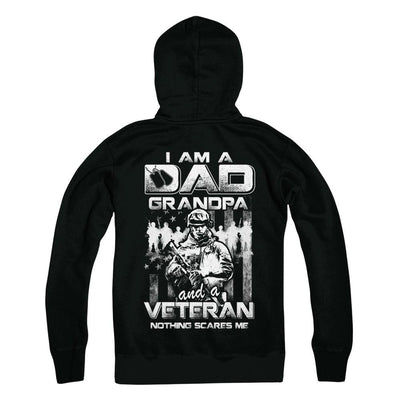 I Am A Dad Grandpa And A Veteran Nothing Scare Me-T-Shirt & Hoodie-Pullover Hoodie-Black