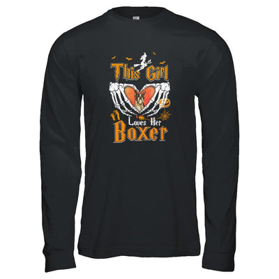 This Girl Love Her Dog Boxer Halloween-T-Shirt & Tank Top-Long Sleeve T-Shirt-Black