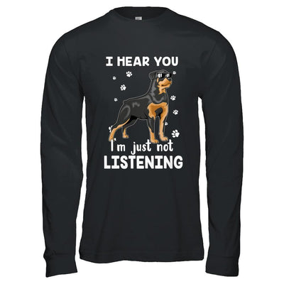 I Hear You I'm Just Not Listening Funny Rottweiler-T-Shirt & Hoodie-Long Sleeve T-Shirt-Black