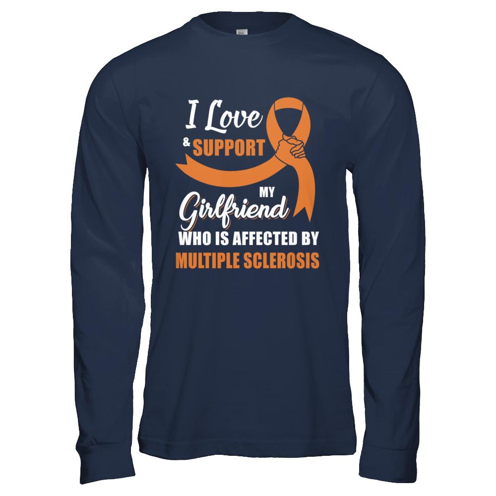 Multiple Sclerosis Awareness Support Orange Girlfriend Boyfriend-T-Shirt & Hoodie-Long Sleeve T-Shirt-Navy
