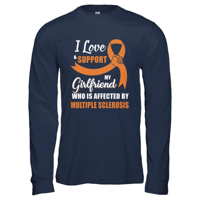 Multiple Sclerosis Awareness Support Orange Girlfriend Boyfriend-T-Shirt & Hoodie-Long Sleeve T-Shirt-Navy