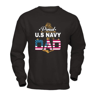 Proud US Navy Dad-T-Shirt & Hoodie-Crewneck Sweatshirt-Black